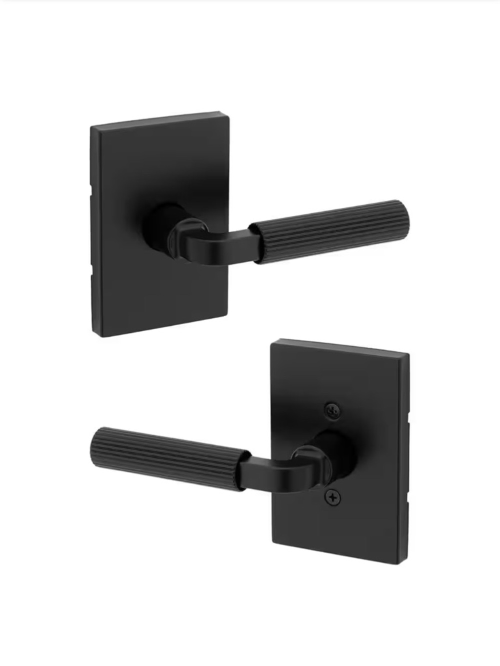KWIKSET | Mirada Matte Black Hall/Closet Rectangle Rose Door Handle, Matte Black